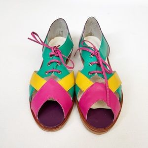 Vintage Fashionables! Brand Bright Colorblock Leather Sandals